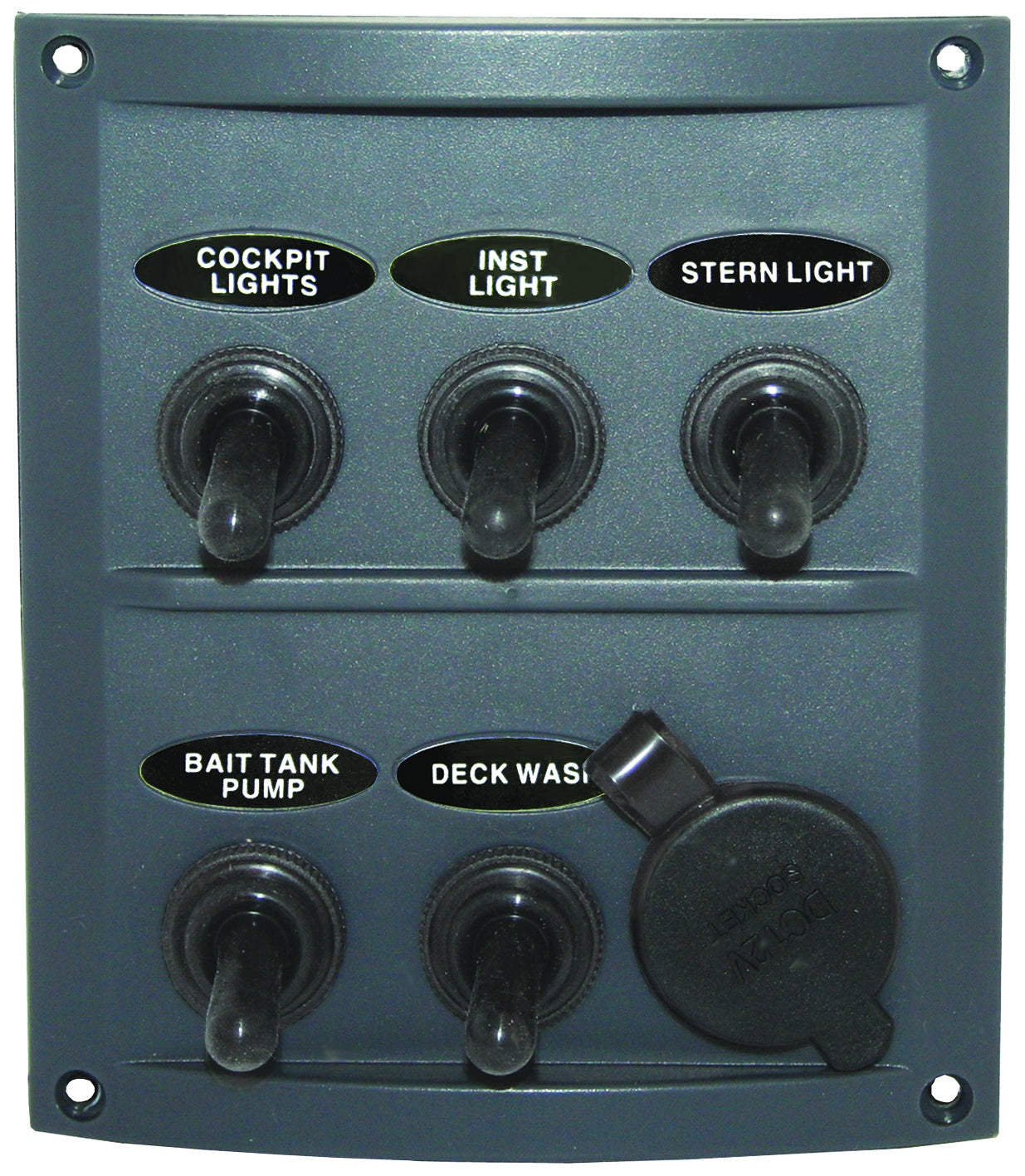 Marine Switch Panel (Grey) - 5 Gang with Cigarette